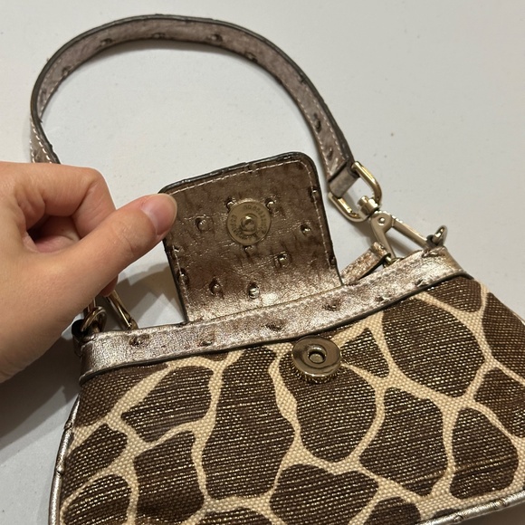 Guess Vintage Y2K Gold Giraffe Wristlet Mini Purse Bag Brown and Tan - Picture 6 of 12